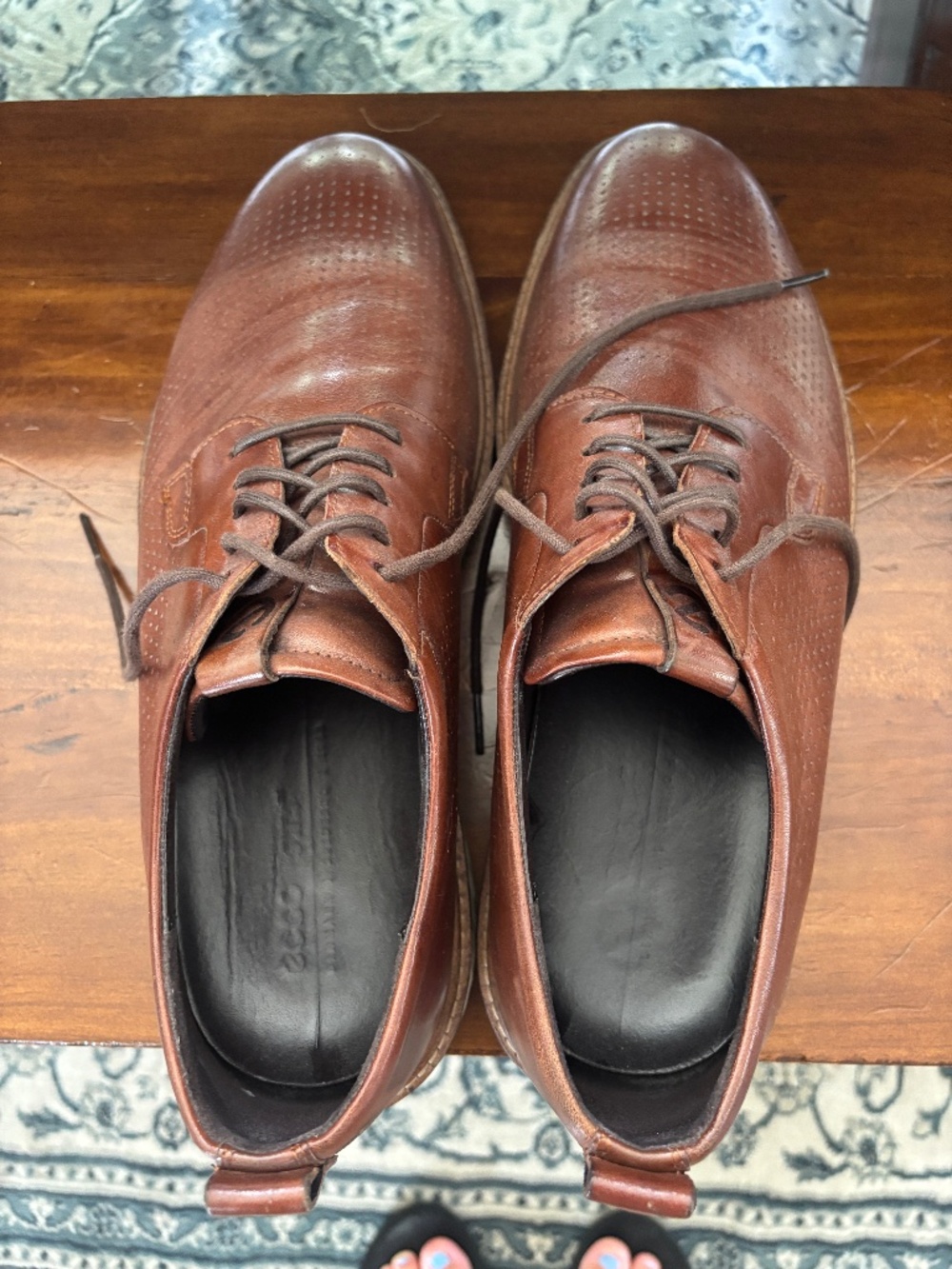 Ecco Men's Brown Full Grain Leather Derby Oxford Dress Shoes Size 11.5